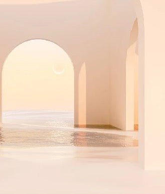 Carta da parati panoramica con arco al tramonto