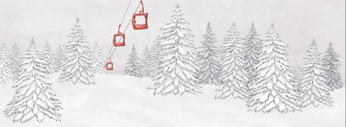Papier peint montagne télécabine rouge, XXL, tendance