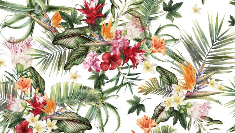 Papier peint tropical & Fleurs colorées, XXL, tendance