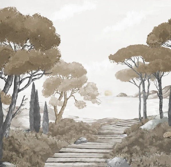 Papier peint balade dans les calanques brun, XXL, tendance