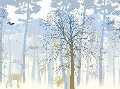 Naturtapete Wald blau & Morgenfrische