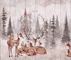 Papier peint chambre enfant douces biches, XXL, tendance