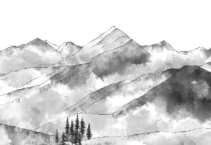 Carta da parati in bianco e nero dei monti Aravis