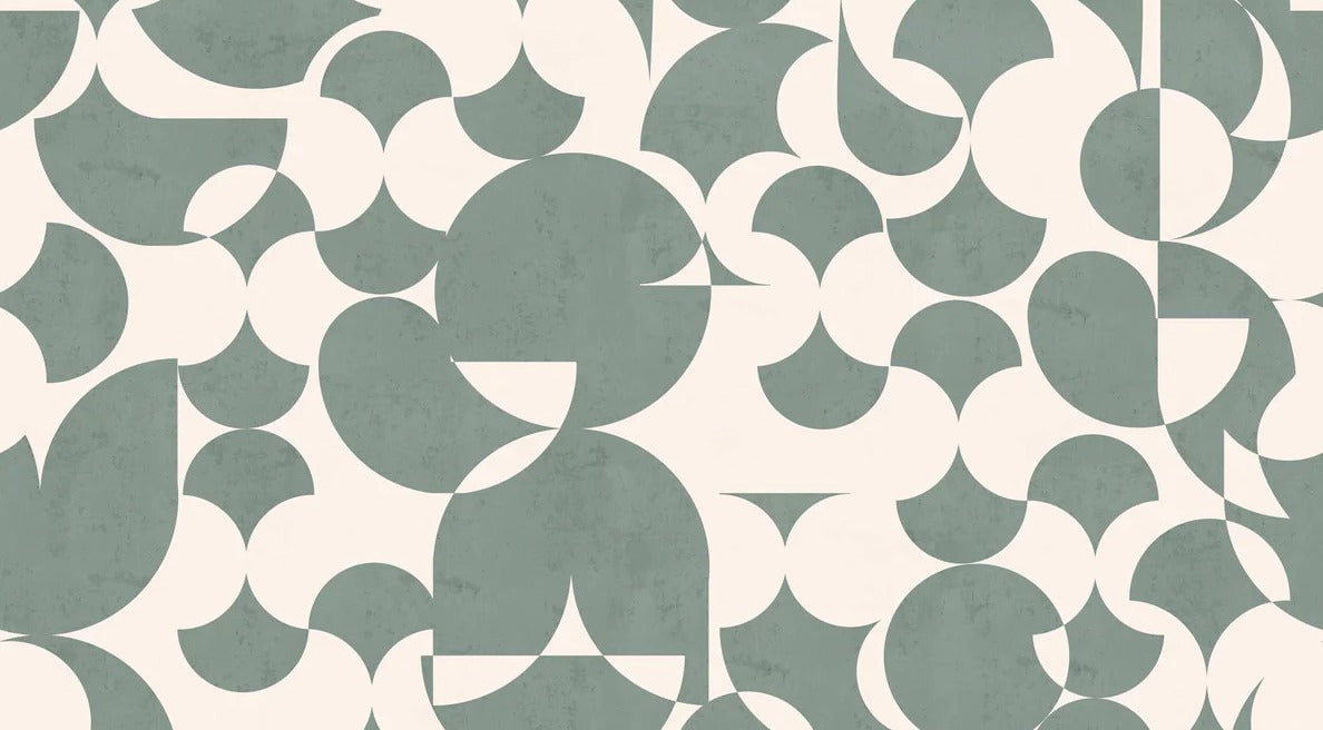 Papier peint rétro forme graphique vert ardoise
