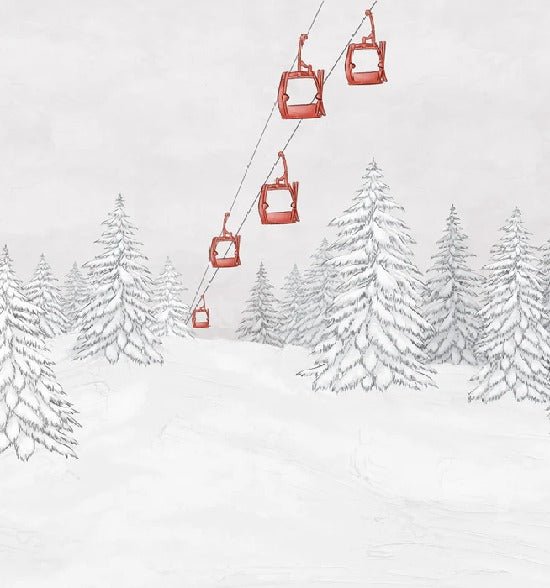 Papel pintado góndola roja montaña