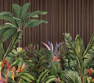 Papier peint panoramique tasseau végétal, mural concept, tendance