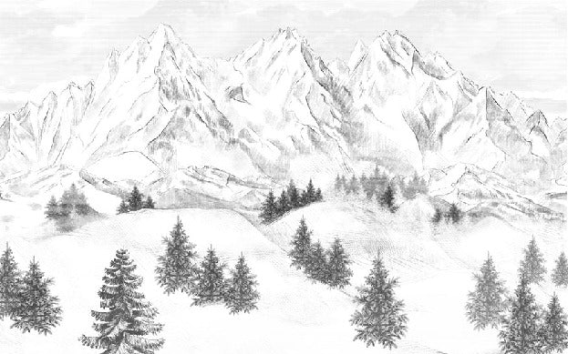 Papier peint montagne sommets de Chamonix, XXL, tendance