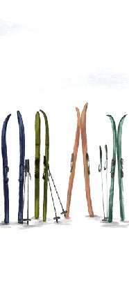 Papier peint panoramique skis colorés