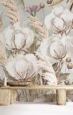 Papier peint panoramique fleur coton, XXL, tendance