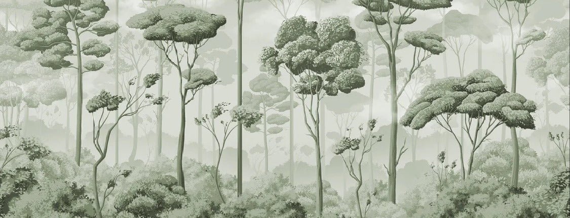 Papier peint panoramique pinède volupté vert, XXL, tendance