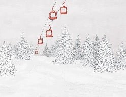 Papier peint montagne télécabine rouge, XXL, tendance