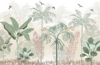 Papier peint panoramique jungle pastel