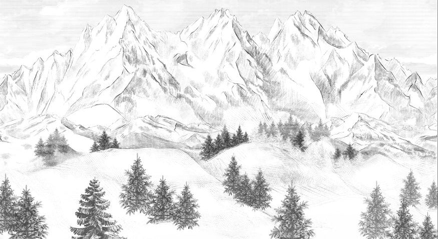 Papier peint montagne sommets de Chamonix, XXL, tendance