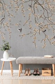 Papier peint branches fleuries