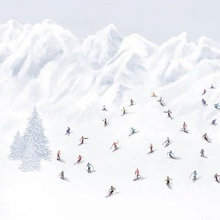 Tapete Berg Skifahrer bunt