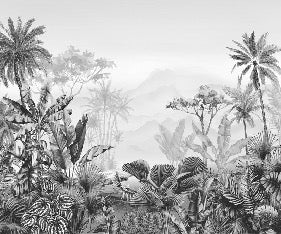 Papier peint tendance tropical noir et blanc