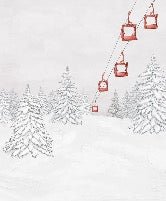 Carta da parati rossa per gondola di montagna