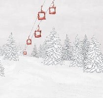 Carta da parati rossa per gondola di montagna