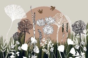 Papier peint panoramique illustration florale, XXL, tendance