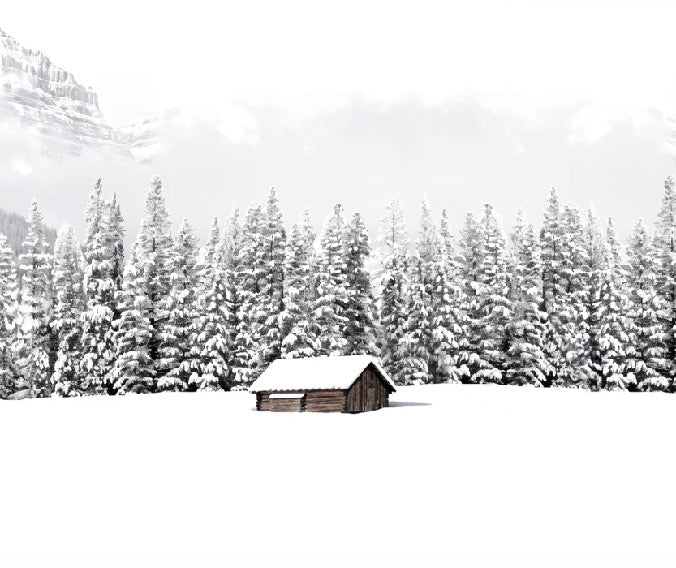 Papier peint panoramique chalet en montagne