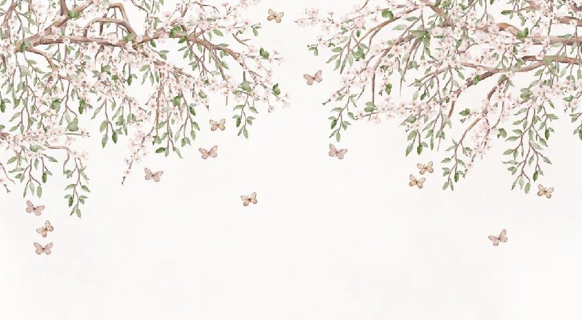 Tapete Schmetterlinge und Blumen
