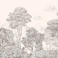 Panoramatapete Wälder und Berge mit Bleistift Beige