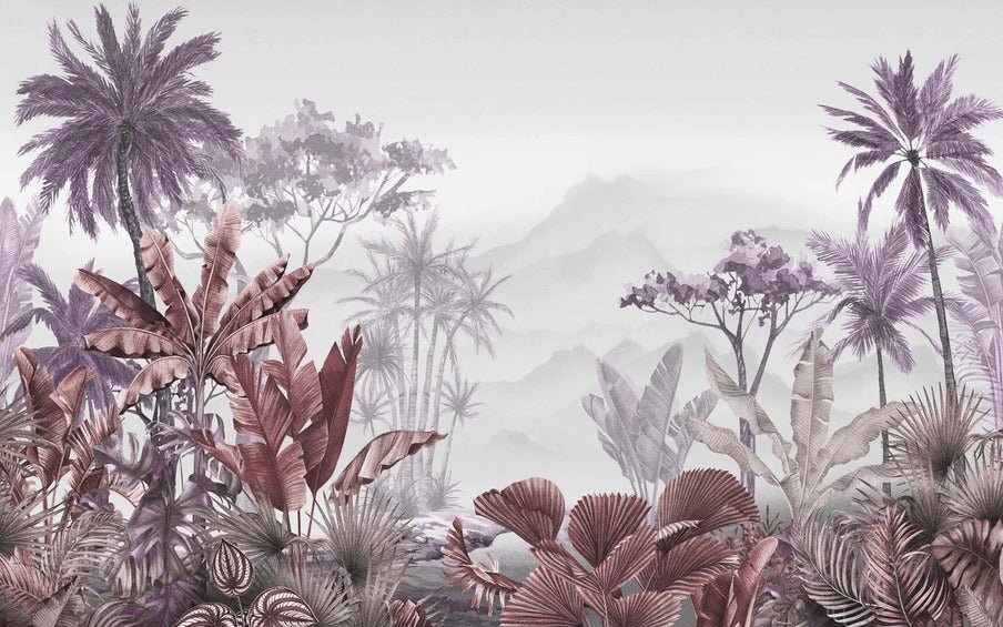 Papier peint tendance tropical violet