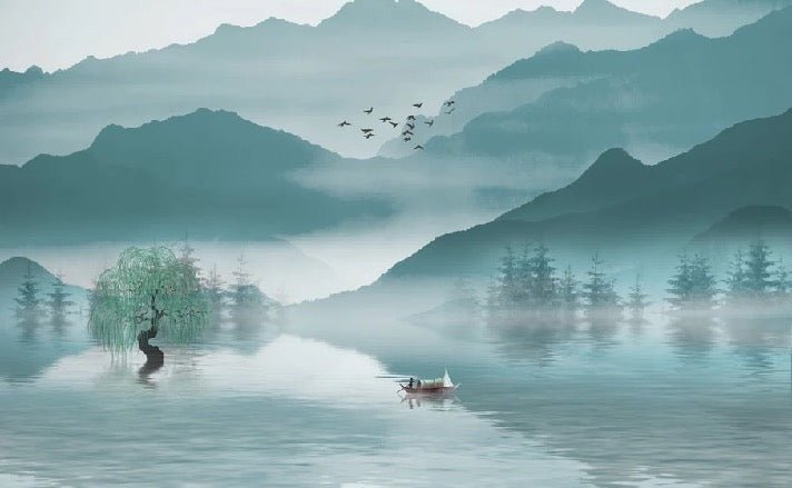 Sfondo tra montagna e lago