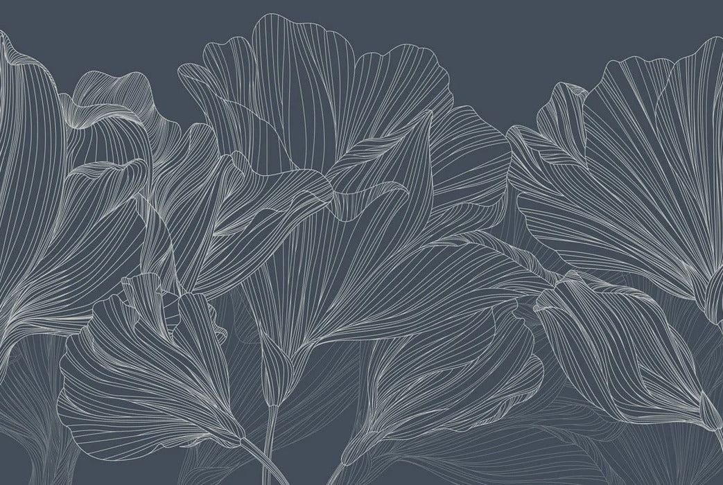 Papier peint panoramique valse des fleurs bleu, XXL, tendance