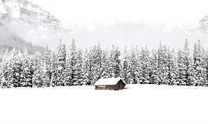Panoramic mountain chalet wallpaper