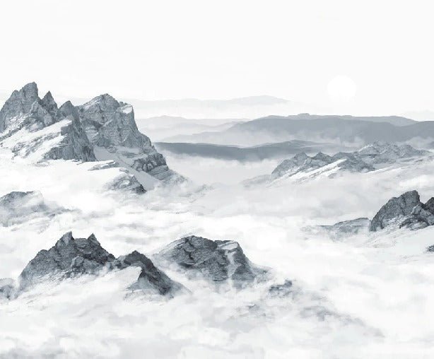 Papier peint panoramique montagne bleu