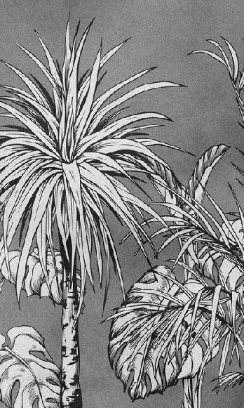 Papel pintado selva en blanco y negro