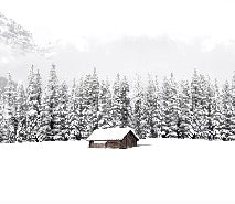 Papier peint panoramique chalet en montagne
