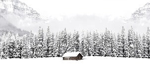 Papier peint panoramique chalet en montagne, XXL, tendance