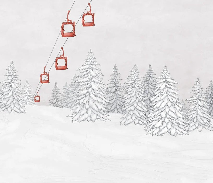 Carta da parati rossa per gondola di montagna