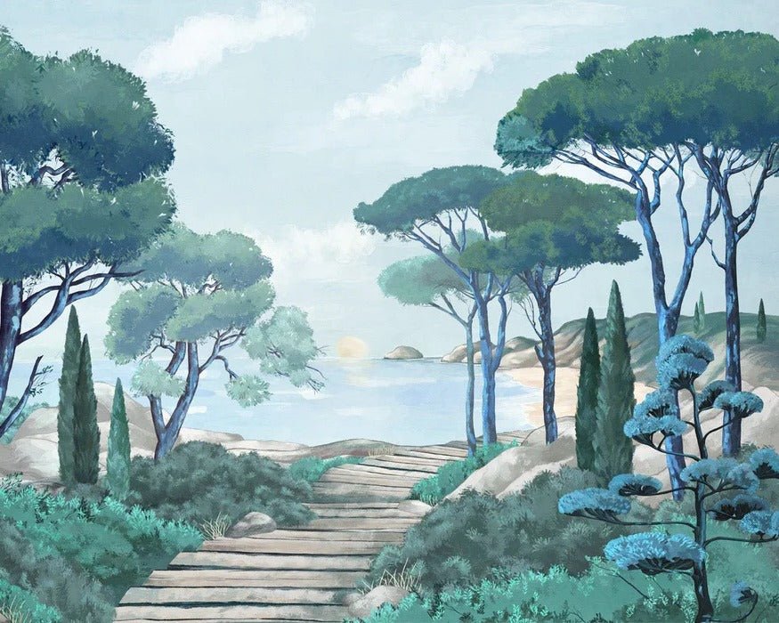 Papier peint balade dans les calanques, mural concept, tendance