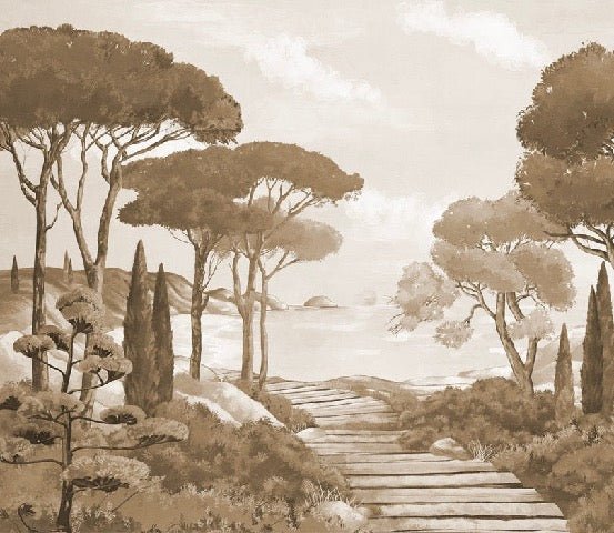 Papier peint balade dans les calanques monochrome, XXL, tendance