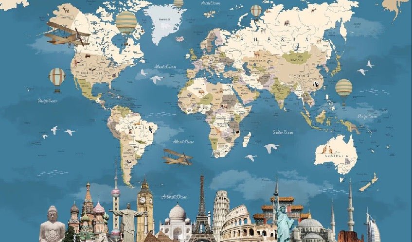 Papier peint carte monde Monument World