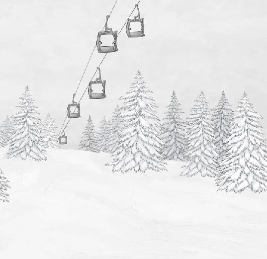 Papel pintado blanco y negro góndola montaña