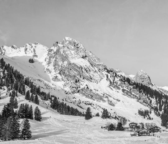 Panoramic alpine chalet wallpaper
