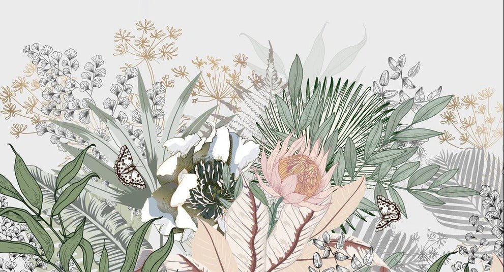 Papier peint panoramique floral botanic, XXL, tendance