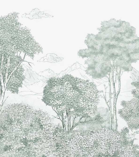 Papier peint panoramique Forêts et Monts vert