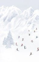 Tapete Berg Skifahrer bunt