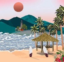 Papier peint illustration Bali inspiration, XXL, tendance