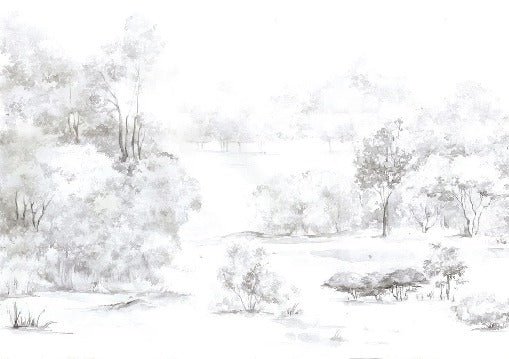 Papier peint forêt de pin aquarelle, XXL, tendance