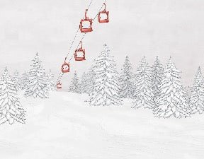 Carta da parati rossa per gondola di montagna