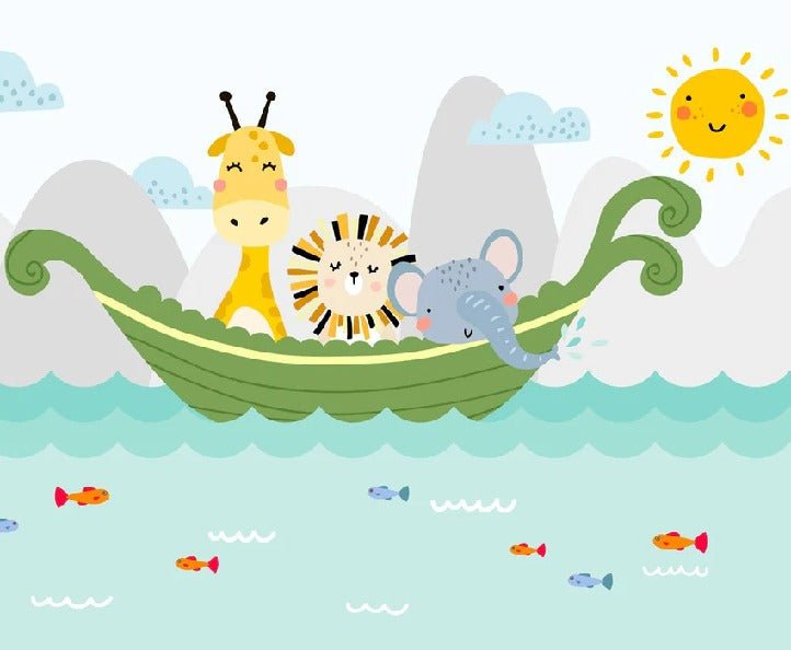 Papier peint chambre bébé bateau animaux