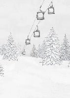 Papier peint montagne télécabine noir & blanc, XXL, tendance