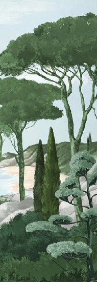 Papier peint balade dans les calanques vert