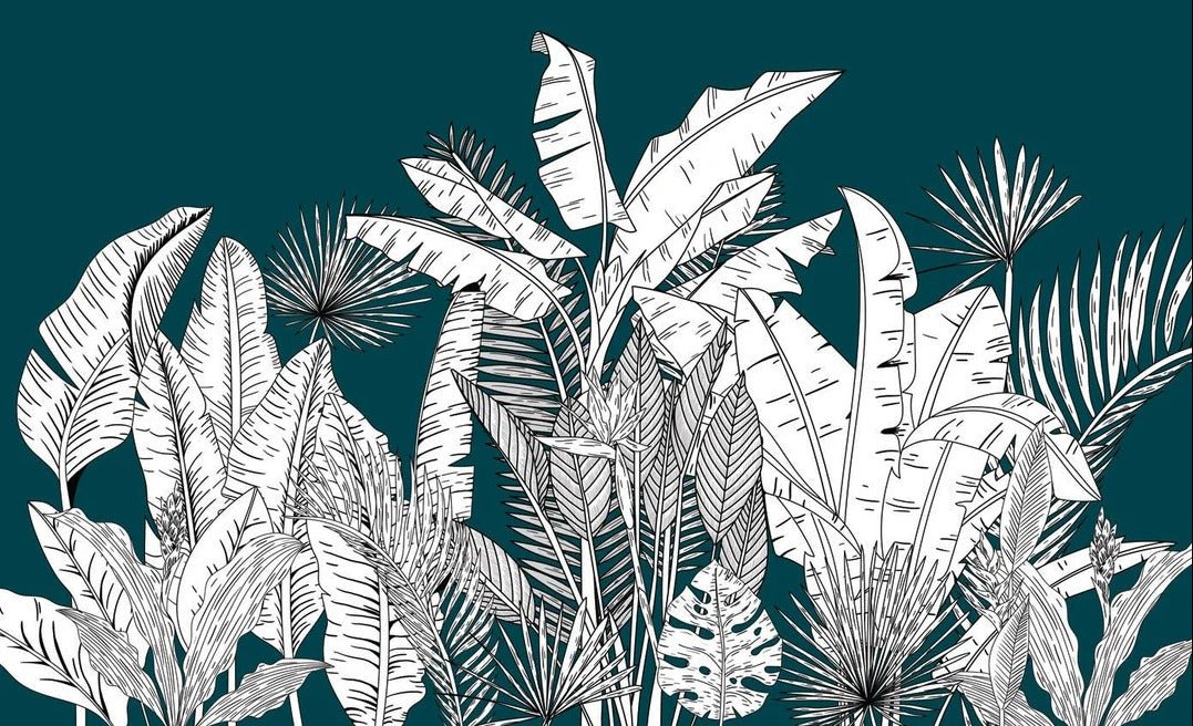 Panorama-Tapete botanic leaf grün